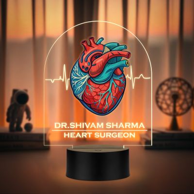 Personalized Heart Surgeon LED Lamp with Warm White Light Medical Student Room Decor Heart Surgeon Doctor Gift Doctor Clinic Desk Decor